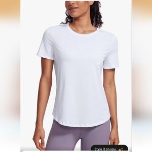 CRZ YOGA Pima Cotton Crewneck T-Shirts for Women - Workout Casual Yoga